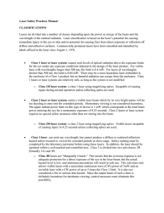 Laser Safety Practices Manual CLASSIFICATIONS