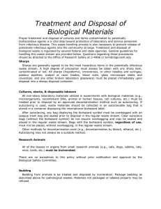Treatment and Disposal of Biological Materials