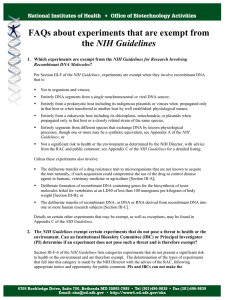 FAQs about experiments that are exempt from NIH Guidelines