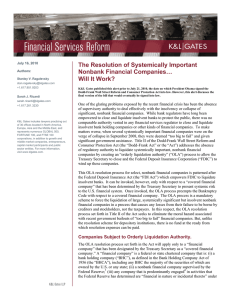 The Resolution of Systemically Important Nonbank Financial Companies… Will It Work?