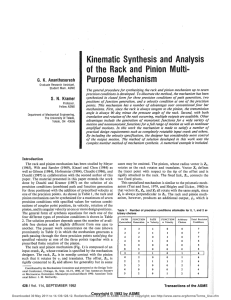 Kinematic Synthesis and Analysis of the Rack and Pinion Multi- Purpose Mechanism