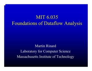 MIT 6.035 Foundations of Dataflow Analysis Martin Rinard Laboratory for Computer Science