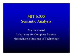 MIT 6.035 Semantic Analysis Martin Rinard Laboratory for Computer Science