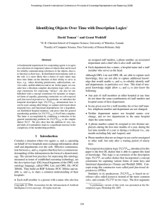 Identifying Objects Over Time with Description Logics David Toman and Grant Weddell