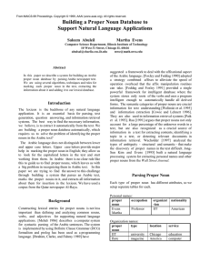 Building a Proper Noun Database to Support Natural Language Applications