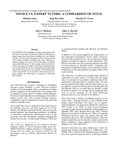 NOVICE VS. EXPERT TUTORS: A COMPARISON OF STYLE Michael Glass