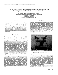 The  Argus  Project: A  Binocular  Stereovision Investigation