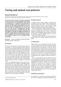 Turing and animal coat patterns  Ramesh Hariharan* SPECIAL SECTION: THEORY OF COMPUTATION