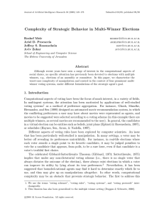 Complexity of Strategic Behavior in Multi-Winner Elections Reshef Meir Ariel D. Procaccia