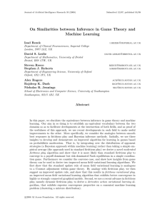 On Similarities between Inference in Game Theory and Machine Learning Iead Rezek
