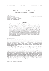 Wikipedia-based Semantic Interpretation for Natural Language Processing Evgeniy Gabrilovich Shaul Markovitch