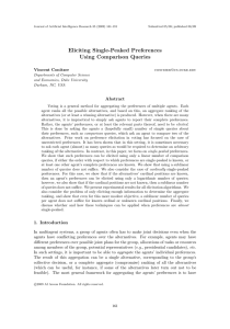 Eliciting Single-Peaked Preferences Using Comparison Queries Abstract Vincent Conitzer