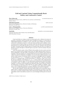 Llull and Copeland Voting Computationally Resist Bribery and Constructive Control Piotr Faliszewski @