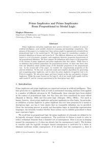 Prime Implicates and Prime Implicants: From Propositional to Modal Logic Meghyn Bienvenu