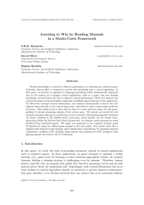 Learning to Win by Reading Manuals in a Monte-Carlo Framework S.R.K. Branavan