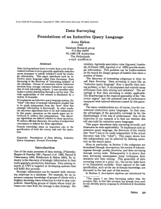 Data  Surveying Foundations of  an  Inductive Query  Language