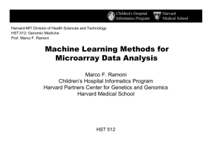 Machine Learning Methods for Microarray Data Analysis