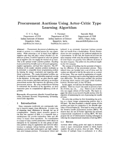 Procurement  Auctions Using Actor-Critic  Type Learning  Algorithm C. L.