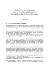 Department of Mathematics Plan for Assessing and Improving 1