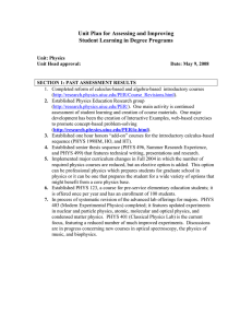 Unit Plan for Assessing and Improving Student Learning in Degree Programs