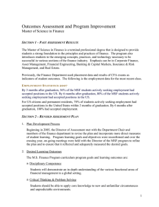 Outcomes Assessment and Program Improvement Master of Science in Finance S 1