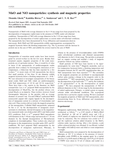 MnO and NiO nanoparticles: synthesis and magnetic properties Moumita Ghosh, Kanishka Biswas,