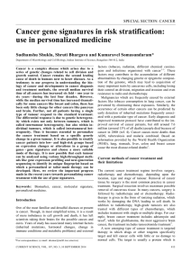 Cancer gene signatures in risk stratification: use in personalized medicine