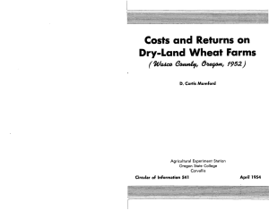 Costs and Returns on Dry-Land Wheat Farms (Waico- Gautttif., QietfOti, 1952)