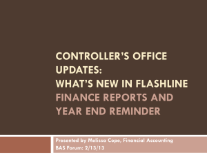 CONTROLLER’S OFFICE UPDATES: WHAT’S NEW IN FLASHLINE FINANCE REPORTS AND