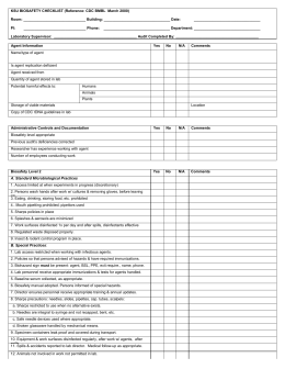 Basic Biosafety Inspection Checklist