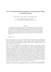 On the Parameterized Complexity of the Maximum Edge -Coloring Problem 2 Prachi Goyal