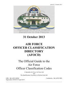 31 October 2013 AIR FORCE OFFICER CLASSIFICATION DIRECTORY
