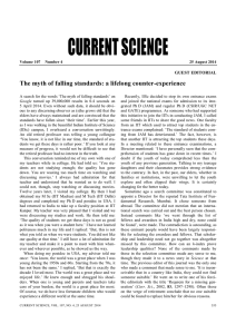 CURRENT SCIENCE The myth of falling standards: a lifelong counter-experience  GUEST EDITORIAL