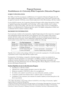 Proposal Summary Establishment of a University-Wide Cooperative Education Program