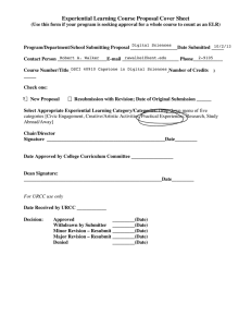 Experiential Learning Course Proposal Cover Sheet