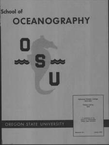 OCEANOGRAPHY School of OREGON STATE UNIVERSITY VI