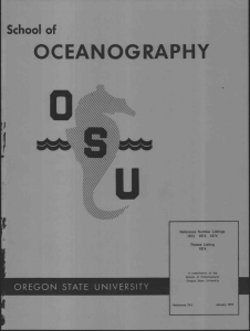 OCEANOGRAPHY School of OREGON STATE UNIVERSITY Reference Number Listings