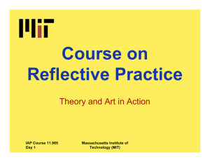 Course on Reflective Practice Theory and Art in Action IAP Course 11.965