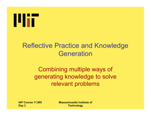 Reflective Practice and Knowledge Generation Combining multiple ways of generating knowledge to solve