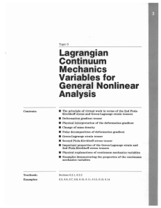 Lagrangian Continuum Mechanics Variables for