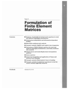 Formulation of Finite Element Matrices