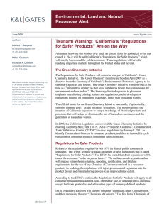 Environmental, Land and Natural Resources Alert Tsunami Warning:  California’s “Regulations