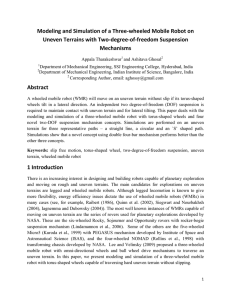 Modeling and Simulation of a Three‐wheeled Mobile Robot on  Uneven Terrains with Two‐degree‐of‐freedom Suspension 