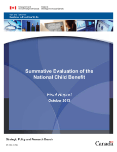 Summative Evaluation of the National Child Benefit Final Report October 2013
