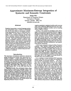 Approximate Maximum-Entropy  Integration of Syntactic