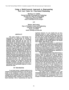 Using  a  Multi-Layered  Approach  to ... Tort  Law Cases  for  Case-based  Reasoning