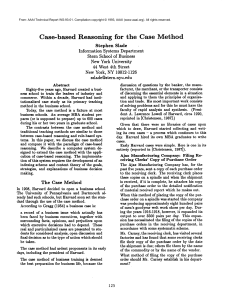 Case-based Reasoning for  the  Case  Method