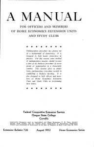 A MANUAL FOR OFFICERS AND MEMBERS OF HOME ECONOMICS EXTENSION UNITS