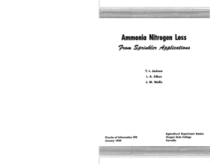 Ammonia Nitrogen Loss T. L. Jackson L. A. Alban J. W. Wolfe