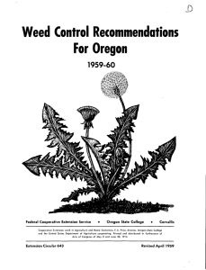 Weed Control Recommendations For Oregon 1959-60